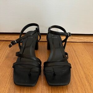 a new day Black Strap Square Toe Heels